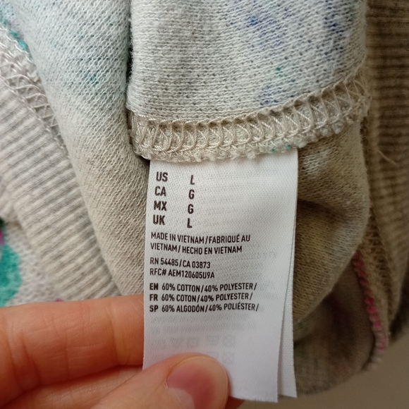 American Eagle Outfitters Sweater Womens Large Beige Floral Crew Neck Pullover - Picture 5 of 9